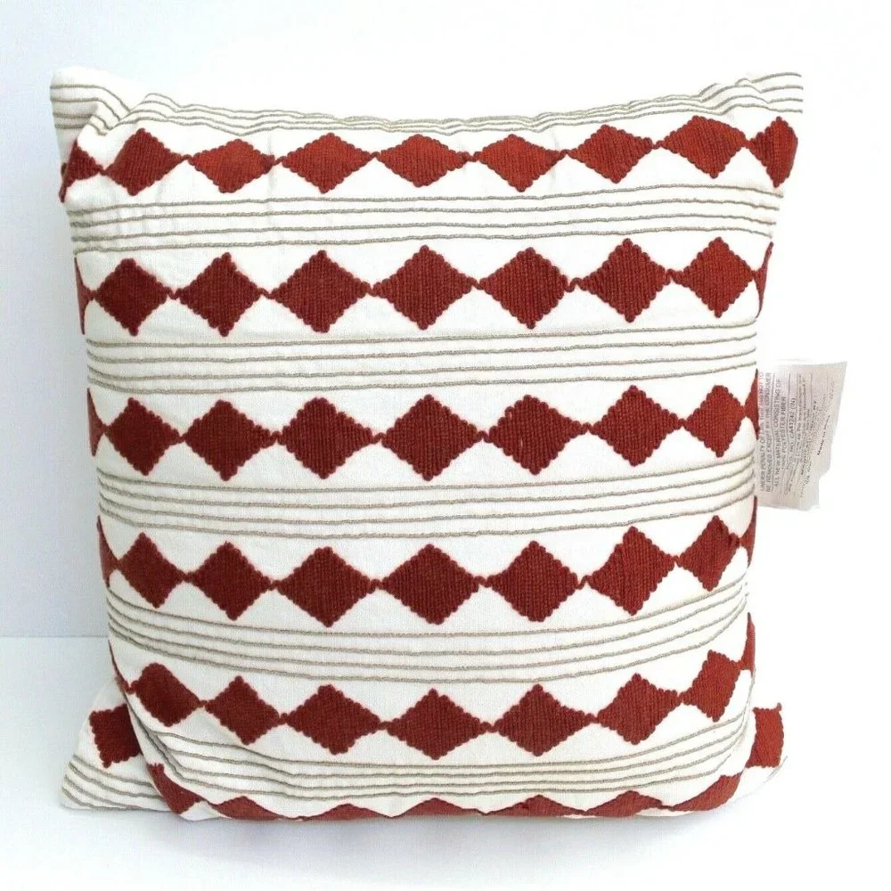 Nate Berkus Decorative Embroidered Diamond Cord Throw Pillow Decoration